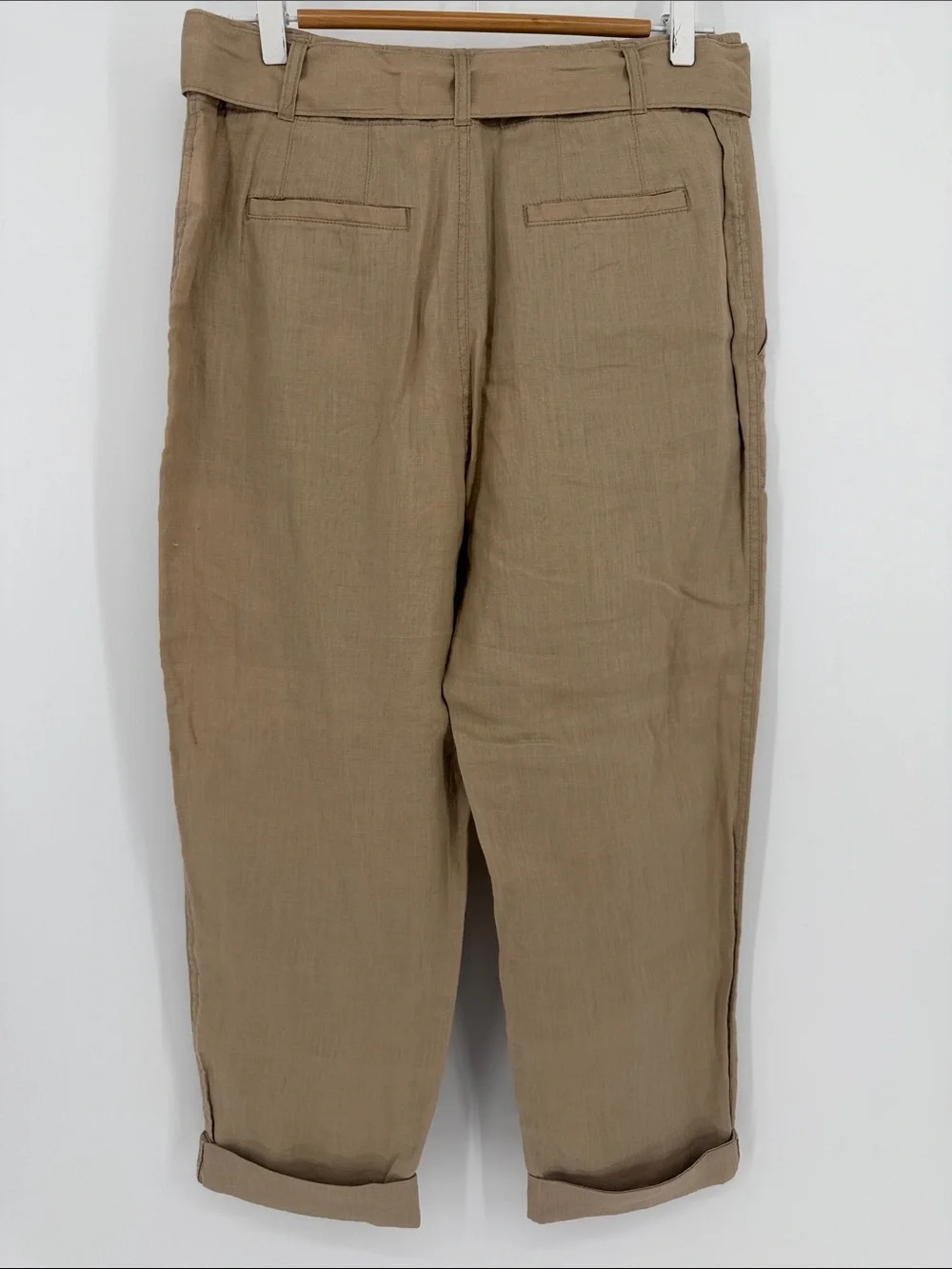 Lauren Ralph Lauren 100% Linen Tie Waist Pants Tan Relaxed Size 6 Resortwear - Picture 4 of 6